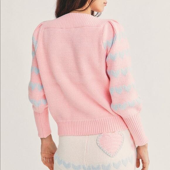 LoveShackFancy Gizela Pullover Sweater Size M In Fairy Forest Multi Hearts Print - Picture 10 of 16